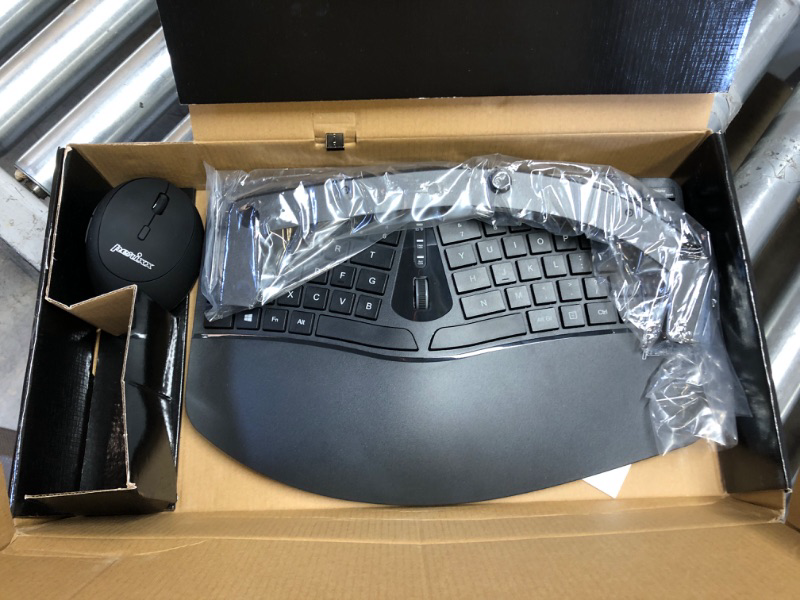 Photo 1 of Perixx PERIDUO-606 Wireless Mini Ergonomic Keyboard with Portable Vertical Mouse - Adjustable Palm Rest Stand - Membrane Low Profile Keys - US English Wireless 2-in-1 Combo