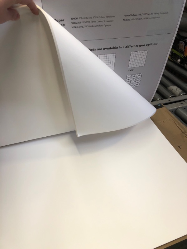 Photo 2 of Clearprint 1000H Design Vellum Pad, 100% Cotton, 18 x 24 Inches, 50 Sheets, Translucent White, 1 Each (10001422)