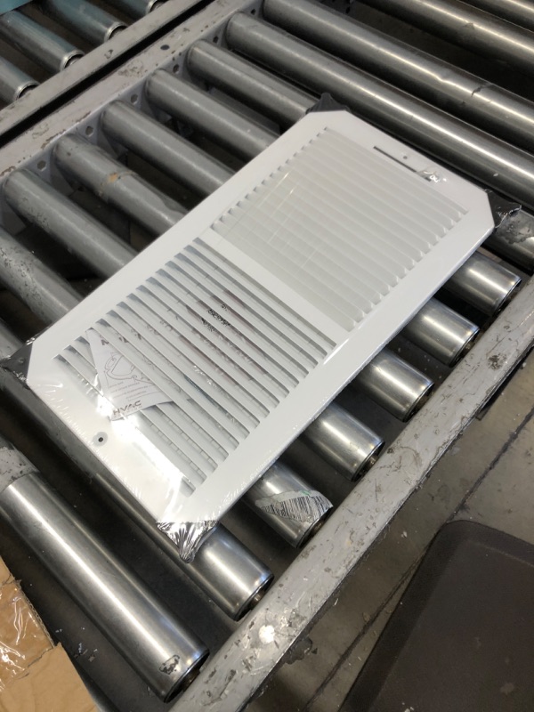 Photo 2 of 16" X 8" 2-Way-Vertical AIR Supply Grille - Vent Cover & Diffuser - Flat Stamped Face - White [Outer Dimensions: 17.75"w X 9.75"h]