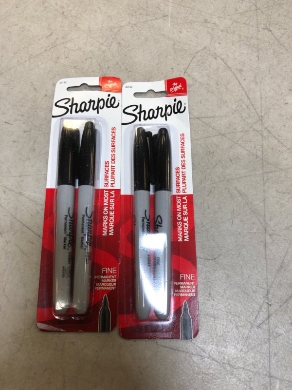 Photo 2 of 2pc Sharpie Permanent Markers Fine Point Black 2 Count