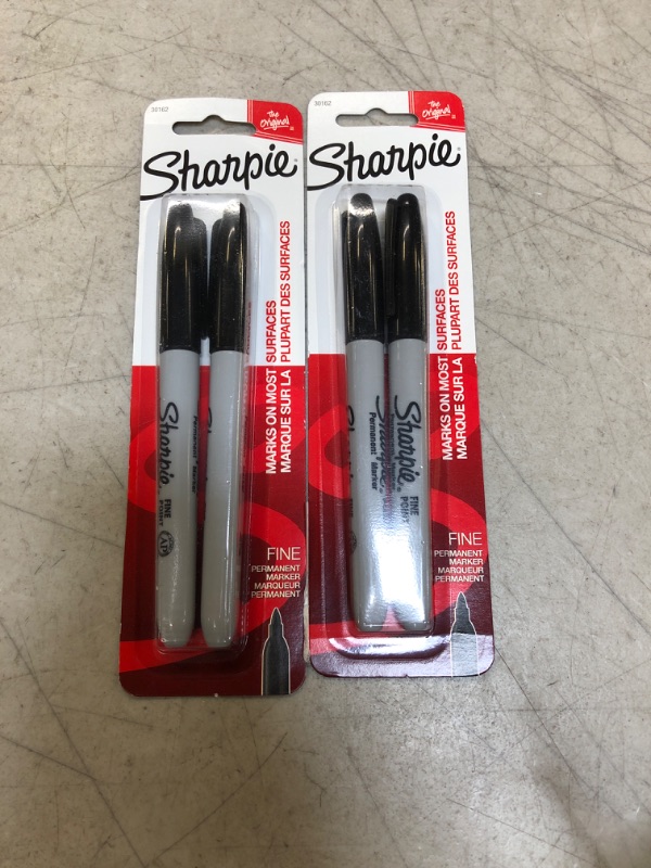 Photo 2 of 2pc Sharpie Permanent Markers Fine Point Black 2 Count