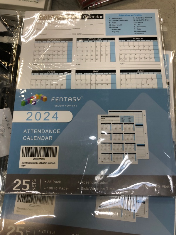 Photo 2 of 2024 Attendance Calendar Work Tracker Attendance Calendar Cards - 8.5 X 11 Cardstock/Pack of 25 Sheets