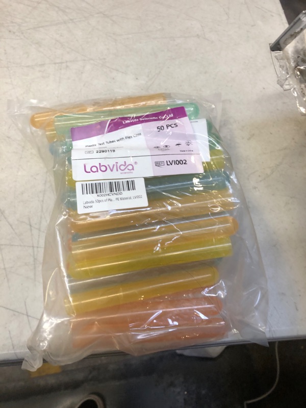 Photo 1 of Assorted Color Plastic Test Tubes Shots with Flex Caps, 50pcs Dia.16x125mm | vol. 25ml PP Material, LVI002