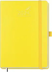 Photo 1 of 2024 Planner by BEZEND, A5 Calendar 5.8" x 8.5", Daily Weekly and Monthly Agenda with Pen Holder,FSC Certified 80GSM Paper, Hard Cover - Lemon