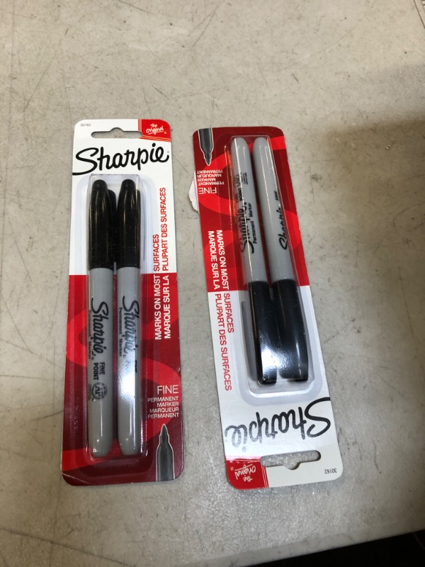 Photo 2 of Sharpie Permanent Markers Fine Point Black 2 Count -- 2 packs 