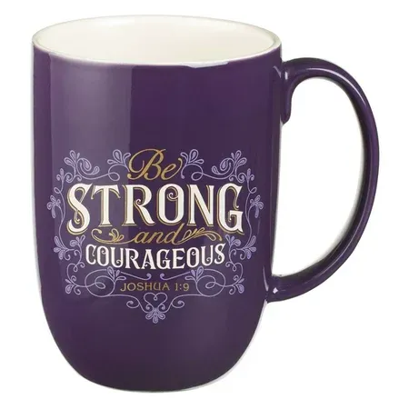 Photo 1 of Christian Art Gifts Coffee Mug Strong & Courageous Joshua 1:9 Inspirational Scripture 15oz Purple
