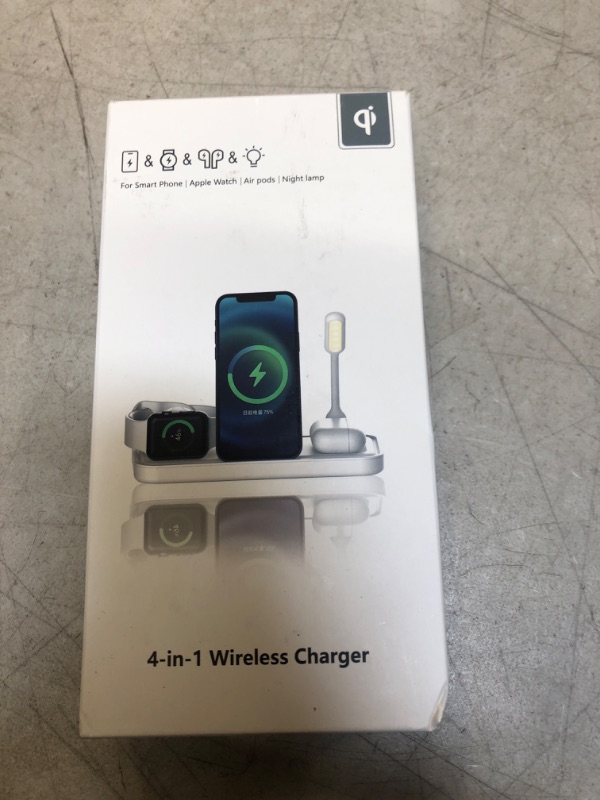 Photo 1 of SUN RAIN Fast Wireless Charger 4 in 1 Wireless Charging Station with Fill Light for Qi-Enabled Mobile Phones,Wireless Earbuds and iWatch,Black