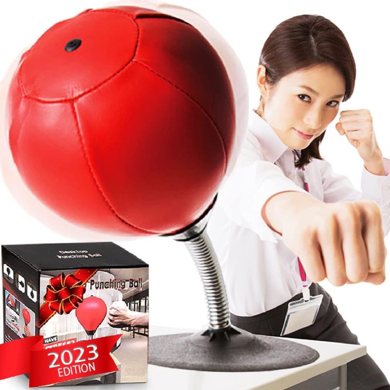 Photo 1 of CozyBomB Desktop Punching Bag - Stress Relief Punching Bag With Suction Cup for Office Table and Counters,Desk Boxing Punching Bag Ball,Fun Punch Toys for Kids Coworkers and Friends (Red)
