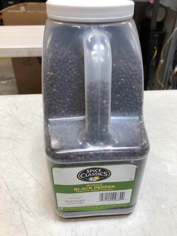 Photo 2 of Spice Classics Whole Black Pepper, 5.75 lb - One 5.75 Pound Container of Bulk Whole Black Pepper, Perfect for Grinder Refills