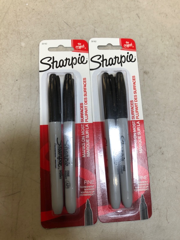 Photo 2 of 2 packs Sharpie Permanent Markers Fine Point Black 2 Count