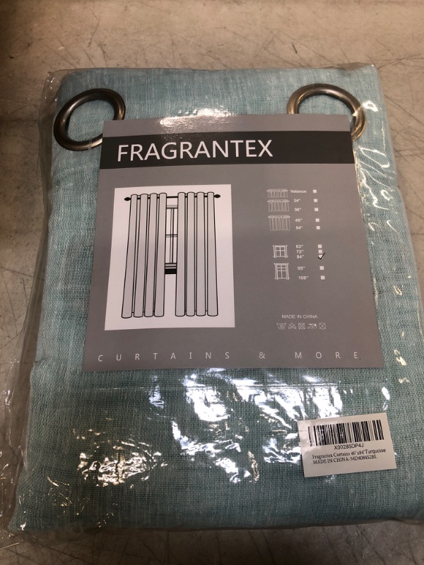 Photo 2 of Fragrantex Linen Sheer Turquoise Curtains Panels for Bedroom 84 inches Aqua Maldives Voile Curtain Drapes for Living Room Window Treatment Sets 2 Panels Grommet Header,40" W x 84" L 40" x 84"x2 Turquoise