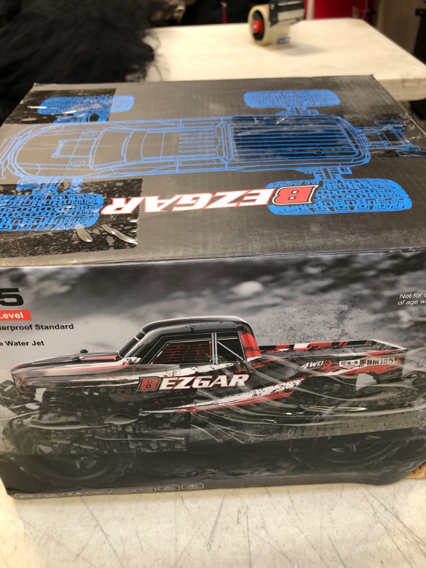 Photo 2 of BEZGAR HM165 Brushless Hobby Grade 1:16 Scale Remote Control Truck - 2.4GHz High Speed 52kmh All Terrains Off Road RC Truck 4WD Car Crawler with 2 Rechargeable Batteries for Boys Kids and Adults Red-black