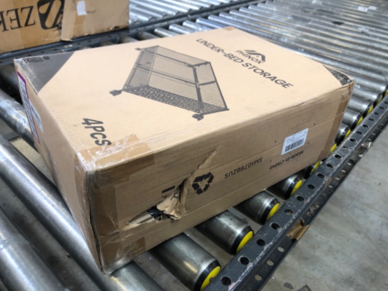 Photo 1 of Under Bed Storage, Under the Bed Storage Containers with Wheels, Under Bed Shoe Storage Organizer Drawer, Tool-free Assembly Metal Underbed Storage Containers for Bedroom Clothes Shoes Blankets -4PCK Black 4 Pack