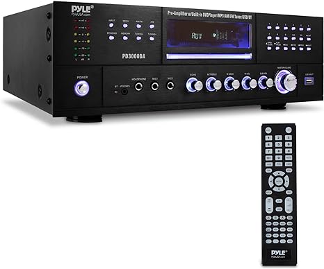 Photo 1 of Pyle 4-Channel Home Theater Bluetooth Amplifier Receiver - 3000 Watt Stereo Speaker Home Audio Receiver w/ Radio, USB, 2 Microphone w/ Echo for Karaoke, CD DVD Player, LCD, Rack Mount - Pyle PD3000BT
