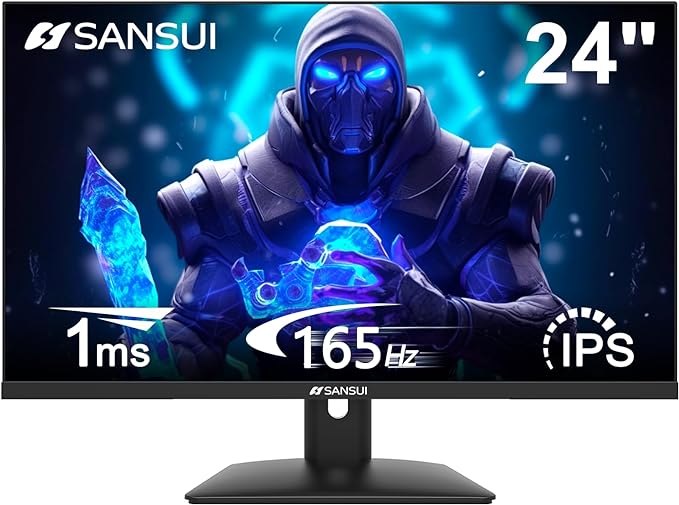 Photo 1 of SANSUI 165Hz Gaming Monitor 24 inch, DP x1 HDMI x2 Ports IPS FHD Computer Monitor, Racing FPS RTS Gaming Modes/VESA Mount/Frameless/Eye Care (ES-G24X5 HDMI Cable 1.5m Included) 24'' 165Hz/IPS/Gaming