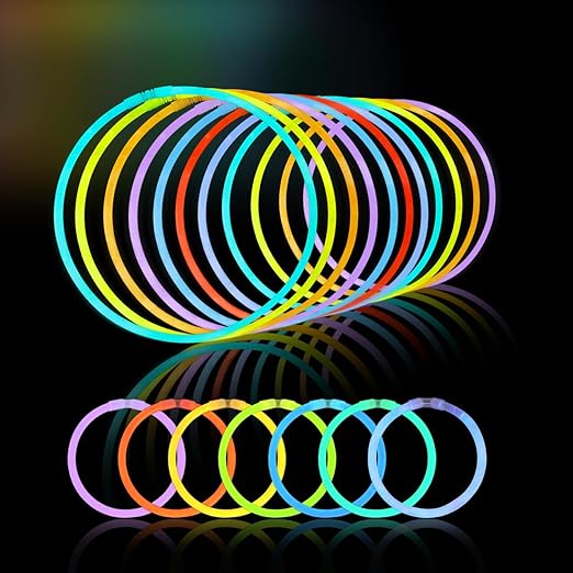 Photo 1 of Glow Sticks Bulk Wholesale Necklaces, 100 22" Glow Stick Necklaces, Bright Colors, Glow 8-12 Hr, Connector Pre-attached(handy), Glow-in-the-dark Party Supplies, GlowWithUs Brand 100 Glow Necklaces Assorted