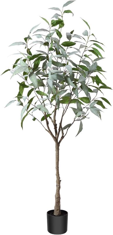 Photo 1 of Artificial Eucalyptus Tree 5FT Tall Fake Eucalyptus Plants Large Faux Trees Artificial Silk Plants for Home Decor Indoor Outdoor Office Gift Ornaments, Set of 1
