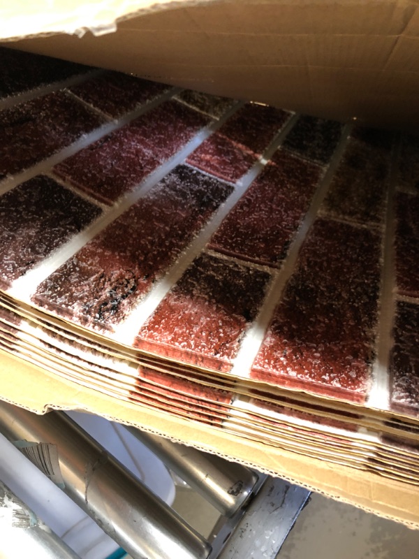 Photo 1 of Art3d 10-Pack 52.5 Sq.Ft Faux Brick 3D Wall Panels Peel and Stick in Red Brown, Self Adhesive Waterproof Foam Wallpaper for Bedroom, Bathroom, Kitchen 10 Red brown
