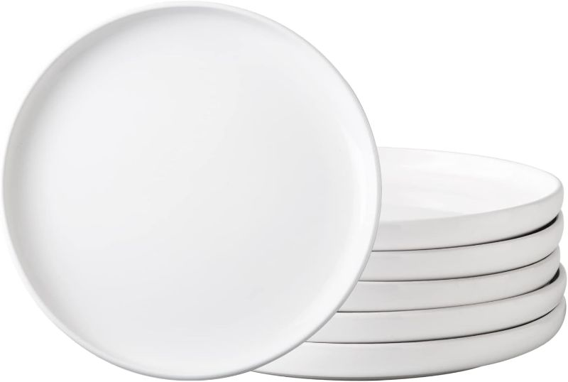 Photo 1 of AmorArc Ceramic Dinner Plates Set of 6,10.5 inch Large Stoneware plates for Kitchen,Dinnerware Dishes set- Microwave,Dishwasher Safe,Scratch Resistant-White 10.5 Inch White