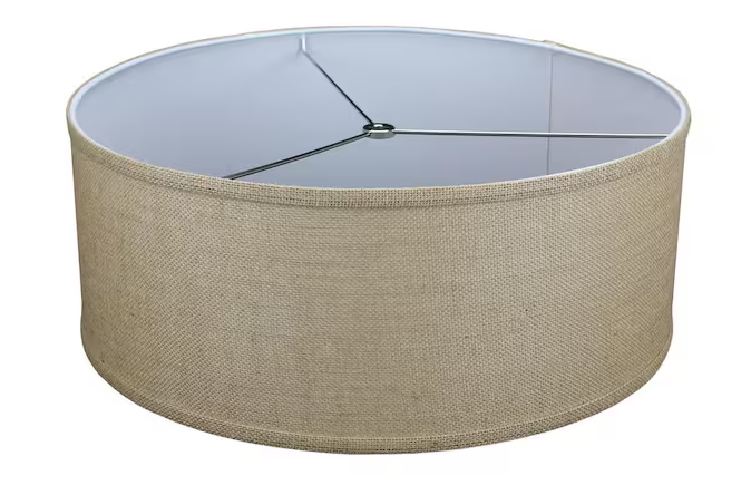 Photo 1 of 18 in. Top Diameter x 18 in. Bottom Diameter x 7 in. H Burlap Natural Drum Lamp Shade
