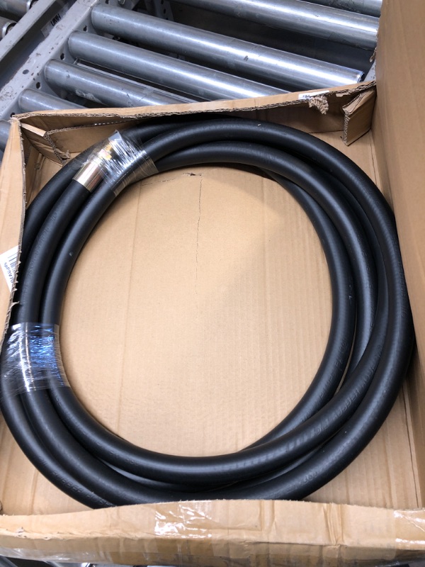 Photo 2 of 1 inch Fuel Transfer Hose 12ft with Carbon Steel Male Fittings, Fuel Hose Three Protective Layers for Dispensing Diesel Fuel, Gasoline, Biodiesel, Kerosene, Petroleum Oils 1"-1" 12ft Gold Connector