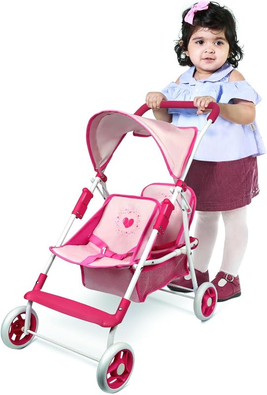 Photo 1 of Baby Doll Collection Anivia Doll Stroller Heart Design Gifts for Toddlers and Girls Foldable Doll Stroller (DA208 Pink)…
