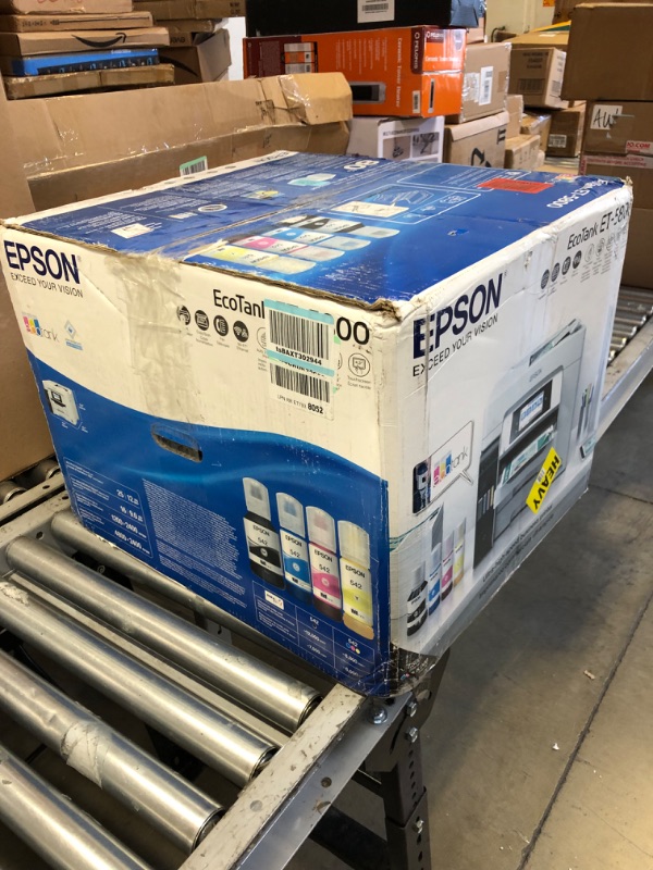 Photo 3 of **MAJOR DAMAGE, FOR PARTS ONLY, INK NOT INCLUDED, FINAL SALE** Epson EcoTank Pro ET-5800 Wireless Color All-in-One Supertank Printer with Scanner, Copier, Fax and Ethernet, White ET-5800 FAX/Print/Copy/Scan