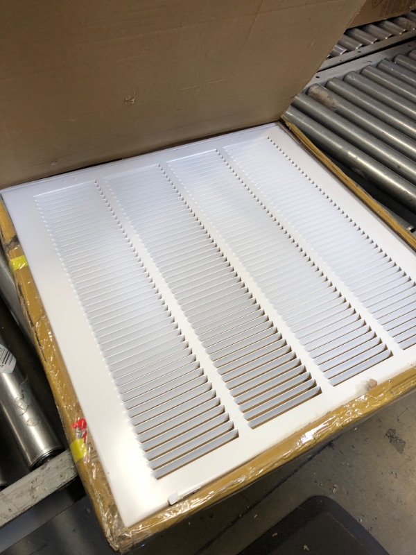 Photo 2 of 22" X 22 Steel Return Air Filter Grille for 1" Filter - Fixed Hinged - Ceiling Recommended - HVAC Duct Cover - Flat Stamped Face - White [Outer Dimensions: 24.5 X 30.75]