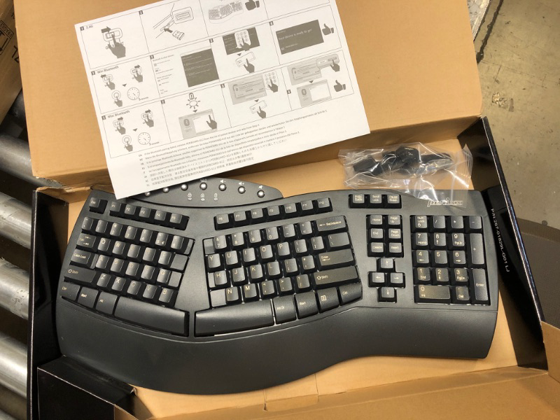 Photo 2 of Perixx Periboard-612 Wireless Ergonomic Split Keyboard with Dual Mode 2.4G and Bluetooth Feature, Compatible with Windows 10 and Mac OS X System, Black, US English Layout, (11354) Wireless Black Keyboard