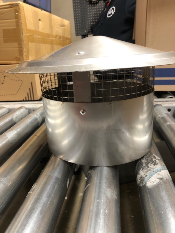 Photo 2 of 8 Inch Round Chimney Cap, 8 Inch Tapered Top Chimney Cap with Screen, 8 Inch Chimney Cap with Fastening Device with Screen, Stovepipe Finial, Stainless Steel