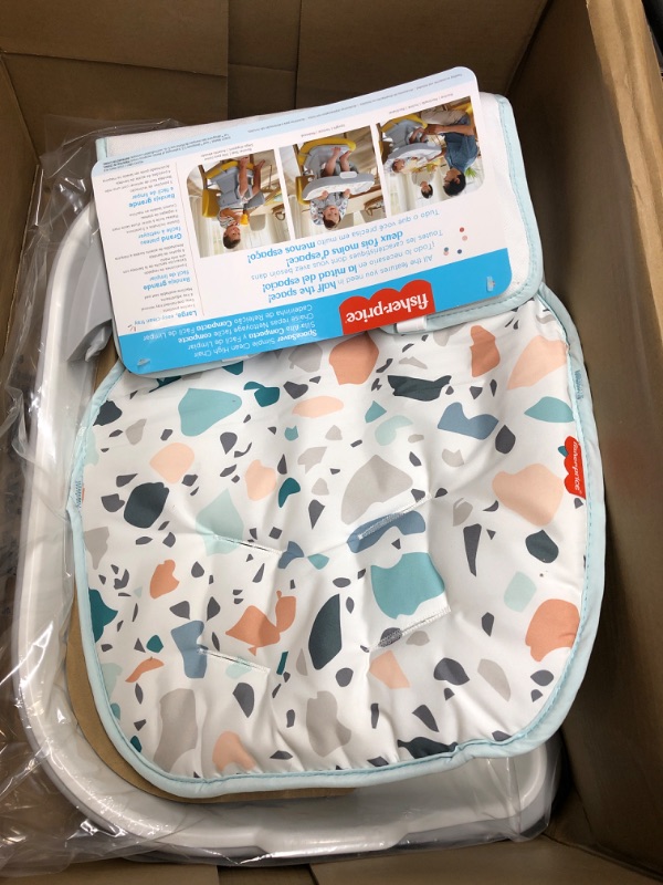 Photo 1 of Fisher-Price SpaceSaver Simple Clean High Chair – Pacific Pebble, Portable Infant-to-Toddler Dining Chair and Booster seat with Easy Clean up Features