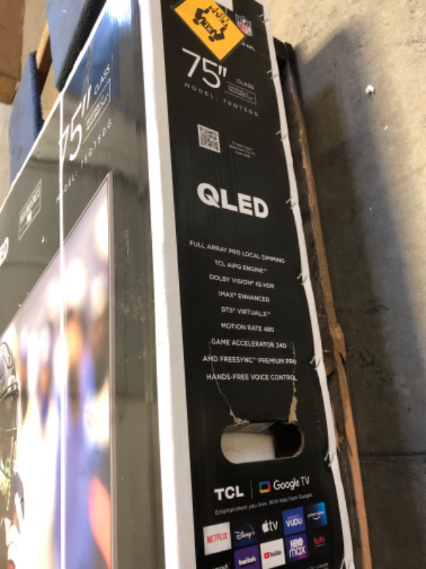Photo 3 of *FOR PARTS* TCL 75-Inch Q7 QLED 4K Smart Google TV (75Q750G) 2023 Model with Dolby Vision & Atmos, HDR Ultra, 120Hz, Game Accelerator up to 240Hz, Voice Remote
