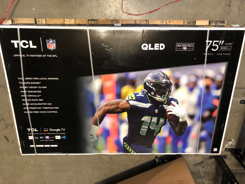 Photo 2 of *FOR PARTS* TCL 75-Inch Q7 QLED 4K Smart Google TV (75Q750G) 2023 Model with Dolby Vision & Atmos, HDR Ultra, 120Hz, Game Accelerator up to 240Hz, Voice Remote
