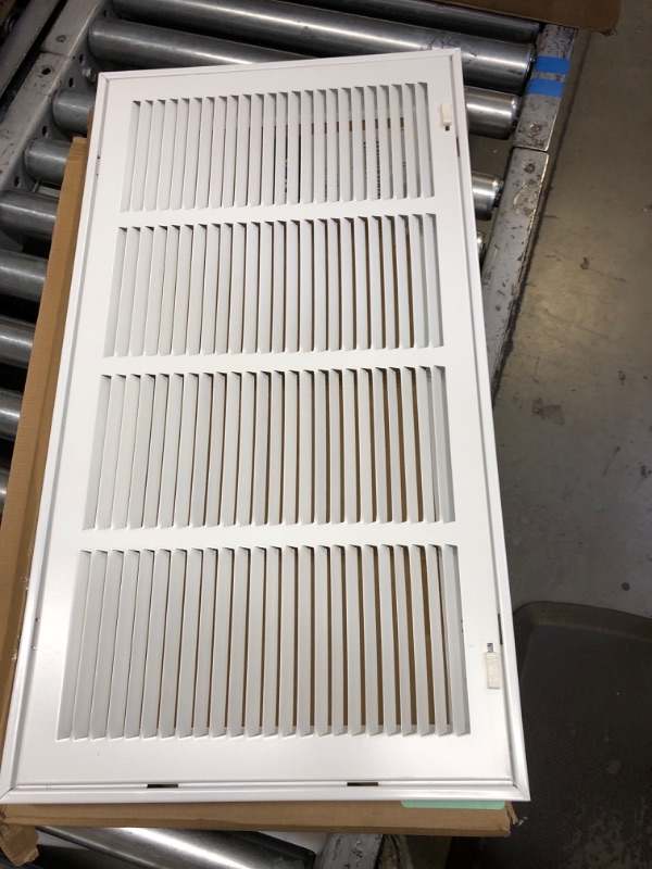 Photo 2 of 24" X 12" Steel Return Air Filter Grille for 1" Filter - Easy Plastic Tabs for Removable Face/Door - HVAC DUCT COVER - Flat Stamped Face - White [Outer Dimensions: 25.75 X 13.75]