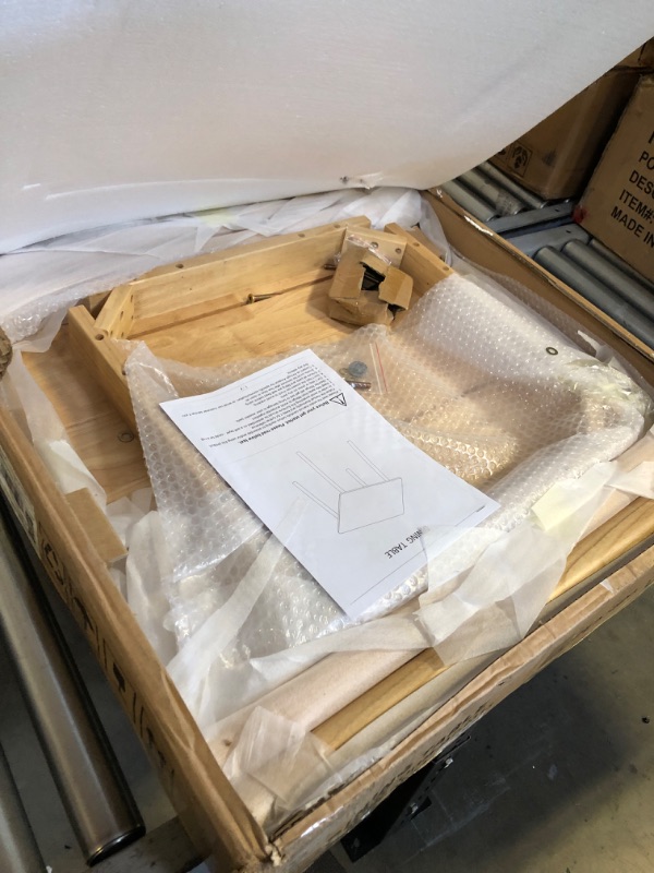 Photo 1 of OGMILL 27.6" Small Dining Table Square for 2, Kitchen Dinner Table Rustic Wood Dining Table Mid Century Modern Farmhouse Table with Solid Wood Leg for Small Spaces Natural