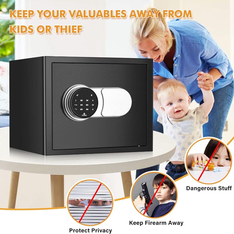 Photo 1 of 0.8  Cuft Home Safe Box Fireproof Waterproof , Touchscreen Digital Keypad Fireproof Safe, Removable Shelf