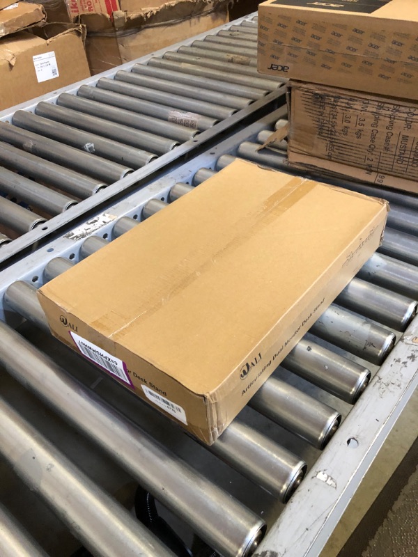 Photo 1 of WALI Free Standing Dual Monitor Stand, Height Adjustable Monitor Mount with Glass Base, Fits LCD LED Flat Curved Screen up to 27 inch, 22lbs, with Grommet Base (GMF002) Dual Mount