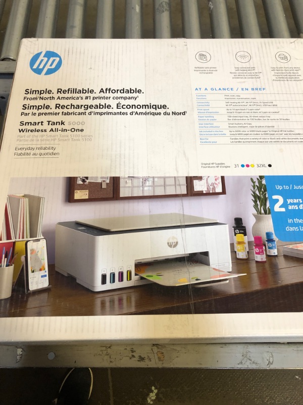 Photo 4 of HP Smart-Tank 5000 Wireless All-in-One Ink-Tank Printer, mobile print, scan, copy, white, 17.11 x 14.23 x 6.19