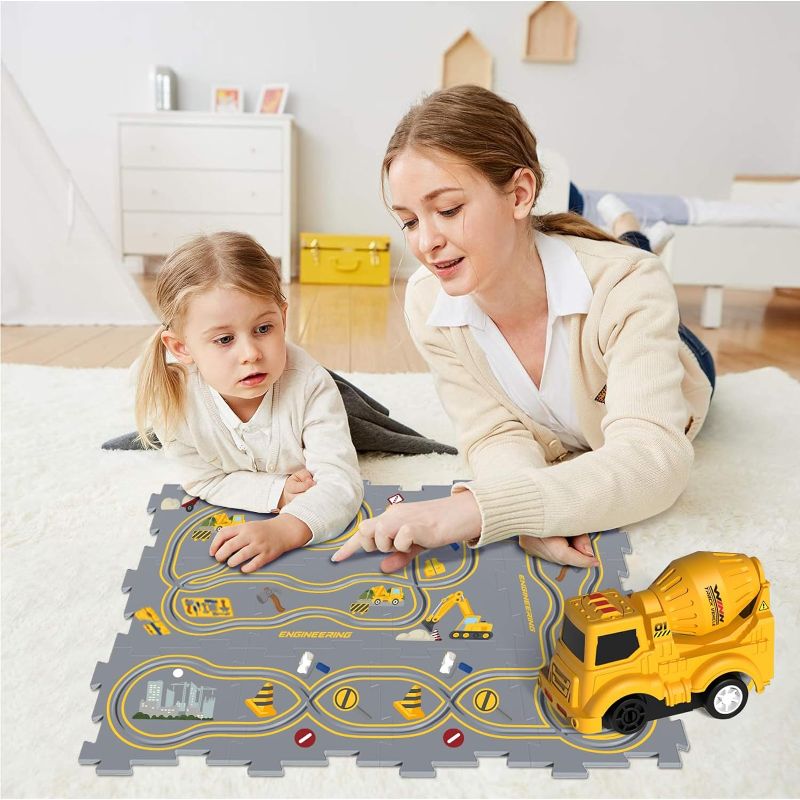 Photo 1 of NULAOBA Children's Educational Puzzle Track Cars Play Set with Vehicles DIY Assembling Rail Car Puzzle Fun Learning Toy for Kid Boy Girl(Bulldozers 13pcs)
