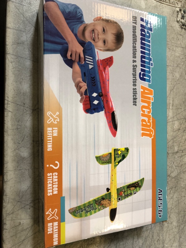 Photo 3 of Exnemav Kids Toys Airplane Launcher Toys - 3 Pack LED Plane Toys Include 3 Sets of Dinosaur Themed Stickers, Fun Game Kids Outdoor Toys, Christmas Birthday Gift Toys