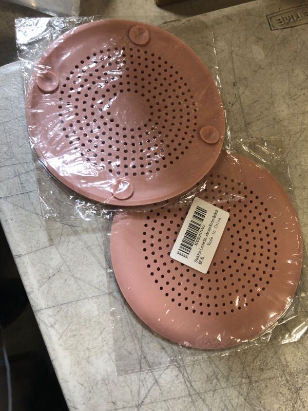 Photo 2 of 2Pack Hair Catcher Sink Strainer Shower Drain Hair Catcher Drain Cover for Shower Silicone Hair Stopper Sink Strainer Filter, Hair Stopper with Suction Cups for Bathroom/Kitchen/Bathtub (Pink)