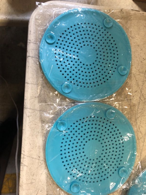 Photo 2 of 2Pack Hair Catcher Sink Strainer Shower Drain Hair Catcher Drain Cover for Shower Silicone Hair Stopper Sink Strainer Filter, Hair Stopper with Suction Cups for Bathroom/Kitchen/Bathtub (Blue)