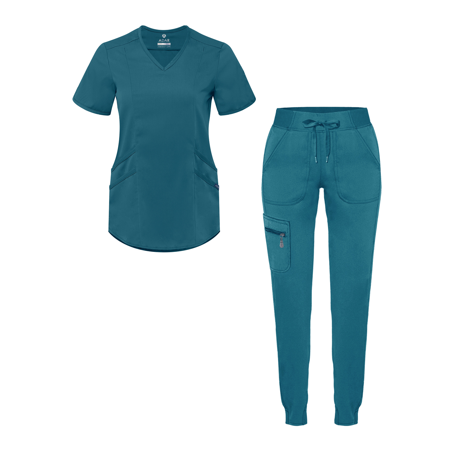 Photo 1 of Adar Pro Modern Athletic Scrub Set for Women - Modern V-Neck Scrub Top & Yoga Jogger Scrub Pants
SIZE XL 