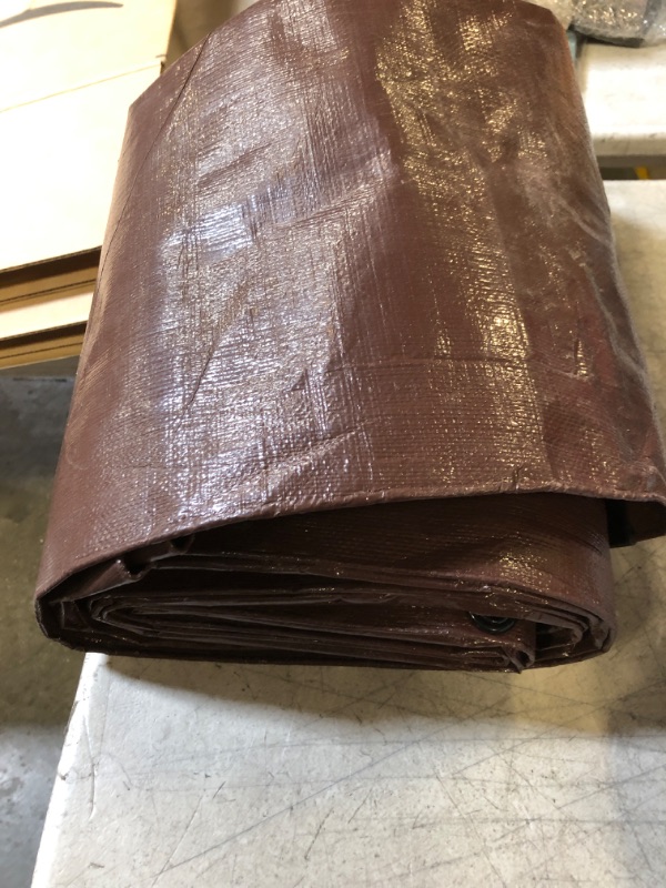 Photo 2 of 10x12 Tarps Heavy Duty Waterproof - Tarp Cover Brown/Silver, Thick Material, Tear Proof, UV Resistant, Heavy Duty Edges, Boat Tent, RV or Pool Cover
