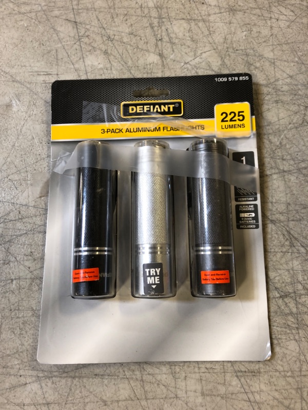 Photo 2 of 3-Pack Defiant 225 Lumens Aluminum Flashlight