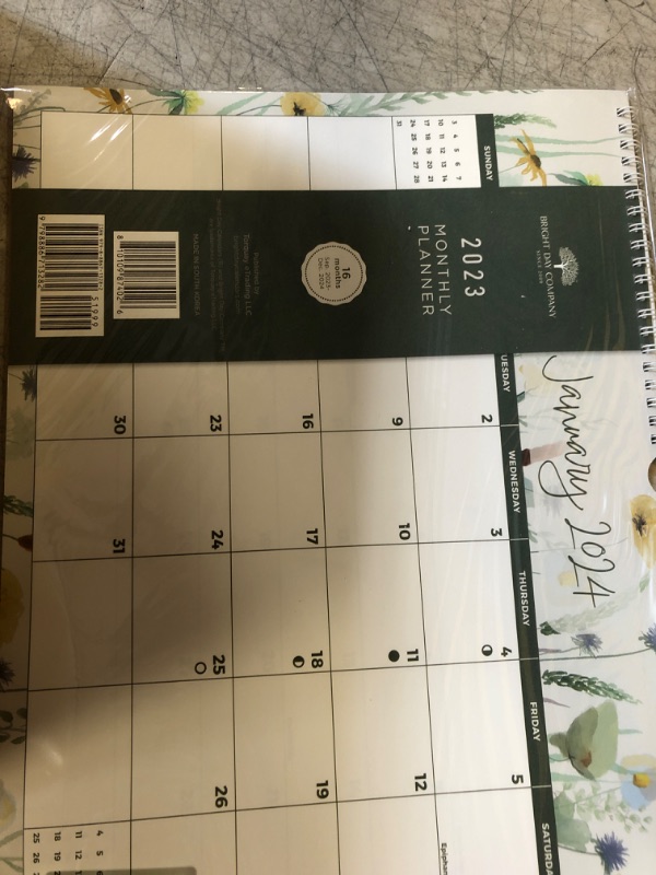 Photo 2 of 2023-2024 Academic Floral Spiral Weekly Calendar by Bright Day, 15" x 11.5", Twin Wire Binding, 18 Months, Jul 2023 - Dec 2024