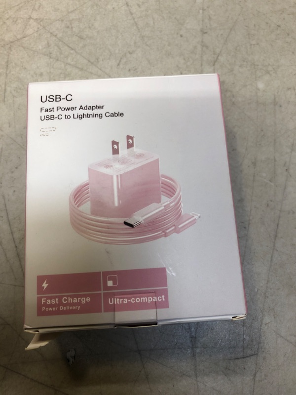 Photo 2 of [MFI Certified] iPhone Charger Block USB C Fast Wall Plug with 6ft USB C to Lightning Cable for i Phone/14/13/12/11/pro/pro max/Air pods pro/iPad air 3/min4 (Pink, 6 FT 1 Pack) 6 FT 1 PACK PINK