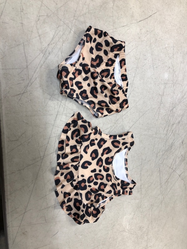 Photo 1 of EXACT SIZE UNKNOWN, toddler bathing suit, cheetah print 2 piece