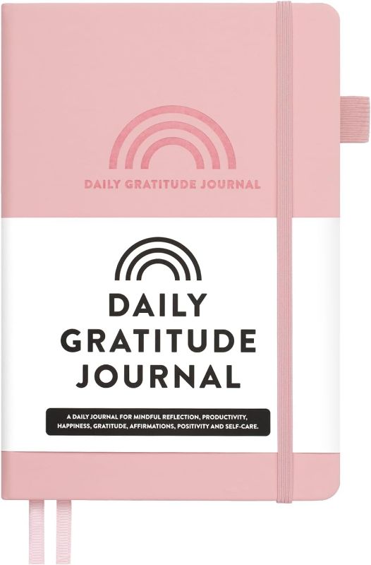 Photo 1 of Daily Gratitude Journal - Mindful Reflection, Productivity, Happiness, Gratitude, Affirmations, Positivity and Self-Care - Start Any Time Undated Daily Guide Planner with Prompts (Pink)
