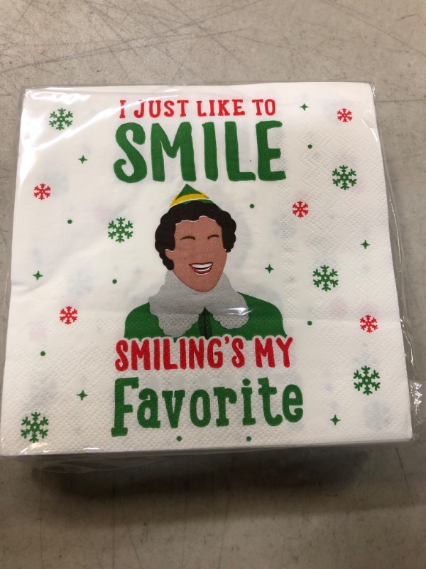 Photo 1 of Funny Christmas Cocktail Napkins, 50 Pack Christmas Beverage Paper Napkins, Novelty Christmas Party Supplies, Holiday Home Table Decorations, 3-Ply, 6.5x6.5 inch